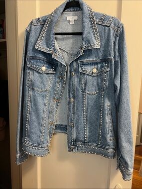 Forever 21 Light Blue Studded Denim Jacket